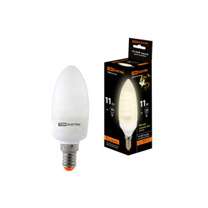 Лампа энергосберегающая КЛЛ-С-11 Вт-2700 К–Е14 (mini) SQ0323-0134