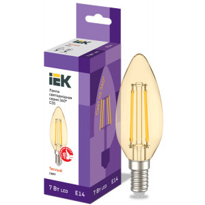 Лампа LED C35 свеча золото 7Вт 230В 2700К E14 серия 360° LLF-C35-7-230-30-E14-CLG