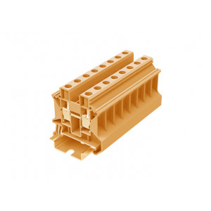 Проходная клемма TU10-2-OG, Проходная клемма, тип фиксации провода: винтовой, номинальное сечение: 10 мм кв., 57A, 1000V, ширина: 10,2 мм, цвет: оранжевый, тип монтажа: DIN 35