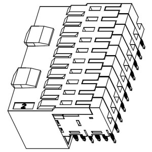 500-040-225-E02, Жесткие метрические разъемы ZD Connector, Female, R/A, 2 Pair