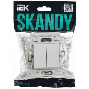 SKANDY Выключатель 2-клавишный проходной 10А SK-V05W арктический белый IEK SK-V22-0-10-K01