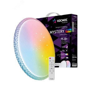 Светильник светодиодный PREMIUM MYSTERY RGB 75Вт 230В 3000-6500К 6000лм IP40 495х85мм настенно-потолоч. управляемый с пультом ДУ с RGB подсветкой КОСМОС KSMystRGB75W