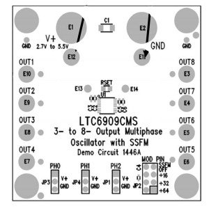 DC1446A, Средства разработки интегральных схем (ИС) управления питанием LTC6909 DEMO BOARD