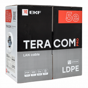 Кабель витая пара F/UTP кат.5E 4 пары 24 AWG solid внешн. LDPE черн. TERACOM PRO PRO TRP-5EFTP-04PE-BK-OUT3