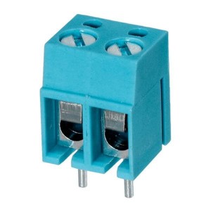 TB001-500-02BE, Фиксированные клеммные колодки Terminal block, screw type, 5.00, horizontal, 2 poles, CUI Blue, slotted screw, PCB mount