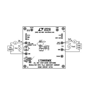 DC1476A, Средства разработки интегральных схем (ИС) управления питанием LT3980EMSE Demo Board 58V, 2A, 2.4MHz St3ep-Down Switching Regulator with 75uA Quiescent Current