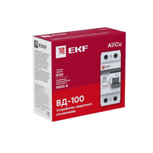 Выключатель дифференциального тока (УЗО) 2п 63А 100мА тип AC ВД-100 (электромех.) PROxima elcb-2-63-100-em-pro