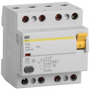Выключатель дифференциального тока (УЗО) 4п 16А 30мА тип AC ВД1-63 MDV10-4-016-030