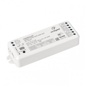 Контроллер SMART-TUYA-WIFI-MIX-SUF (12-36V, 2x5A, 2.4G) 034501, Многофункциональный 2-канальный контроллер для одноканальных (DIM) и двухканальных (MIX) лент и модулей (ШИМ), интерфейс TUYA, поддерживается управление ЯНДЕКС АЛИСА. Питание/рабочее напряжение 12-36VDC, максимальный ток 5A на канал, 2 канала, максимальна