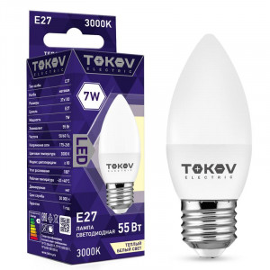 Лампа светодиодная 7Вт С37 3000К Е27 176-264В TKE-C37-E27-7-3K