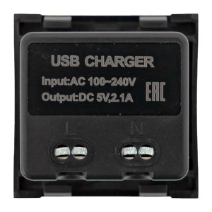 Розетка USB A+C, 2.1А, 2 гнезда, без индикатора, черная, матовая EKF