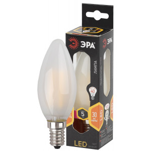Лампочка светодиодная F-LED B35-5W-827-E14 frost E14 / Е14 5Вт филамент свеча матовая теплый белый свет Б0027925
