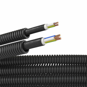 Электротруба ПНД гибкая гофр. д.16мм, цвет черный, с кабелем ВВГнг(А)-LS 3х2,5мм РЭК 