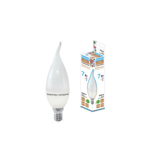 Лампа светодиодная WFС37-7 Вт-230 В -6500 К–E14 (свеча на ветру) Народная SQ0340-1545