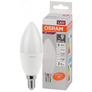 Лампа светодиодная LED Value LVCLB75 10SW/840 10Вт свеча матовая E14 230В 10х1 RU OSRAM 4058075579187