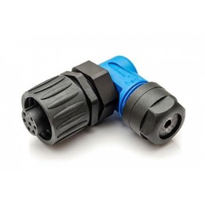 C016 10F006 000 10, DIN Connectors 6+PE FEM R/A BLUE CRIMP