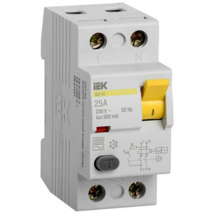 Выключатель дифференциального тока (УЗО) 2п 25А 300мА тип AC ВД1-63 MDV10-2-025-300