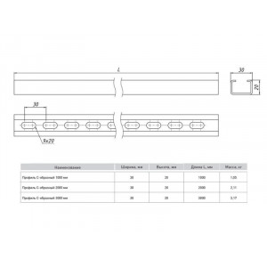 Профиль С-образный L1000 1.5мм cp1000