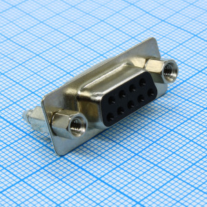 DS1034-09FBNSI44, Разъем D-Sub, розетка на плату 9 контактов вертикальный / чёрный