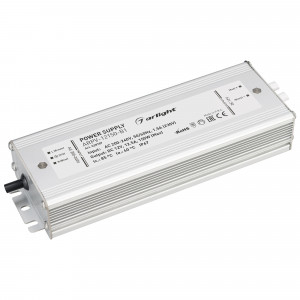 Блок питания ARPV-12150-B1 (12V, 12,5A, 150W) 028787, Источник напряжения с гальванической развязкой для светодиодных изделий. Входное напряжение 200-240 VAC. Выходные параметры: 12 В, 12,5 А, 150 Вт. Встроенный PFC >0,5. Герметичный алюминиевый корпус IP 67. Рабочая температура -30…+50C?. Габаритные размеры