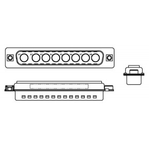 3008W8PXX99A30X, Соединители D-Sub со смешанными контактами 8W8 Plug No contacts loaded