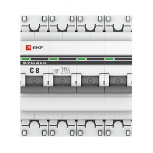Автоматический выключатель 4P 8А (C) 4,5kA ВА 47-63 PROxima mcb4763-4-08C-pro