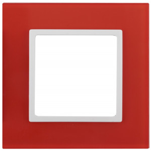 14-5101-23 Рамка на 1 пост, стекло, Elegance, красный+бел (10/50/1500) Б0034478