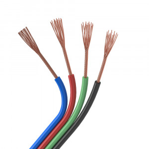 ARL-18AWG-4WIRE-CU, Шлейф для питания и управления мультицветными (RGB) светодиодными лентами. 4 проводника, калибр проводника 18AWG, сечение проводника 0.84 мм2, проводник из луженой меди, внешняя оболочка из ПВХ синего, красного, зелёного и чёрного цветов