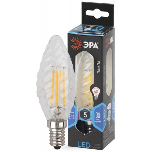 Лампочка светодиодная F-LED BTW-5W-840-E14 Е14 / Е14 5Вт филамент свеча витая нейтральный белый свет Б0027936