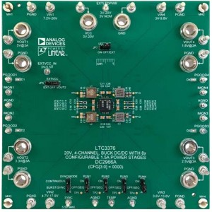 DC2966A, Средства разработки интегральных схем (ИС) управления питанием LTC3376 Demo Board 20V 4Ch Buck 8x Cnfg