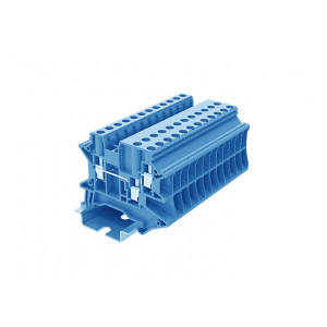 Проходная клемма TU4-3-BU, Проходная клемма, 3 точки подключения, тип фиксации провода: винтовой, номинальное сечение: 4 мм кв., 32A, 1000V, ширина: 6,2 мм, цвет: синий, тип монтажа: DIN 35