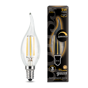 Лампа LED Filament Candle tailed dimmable E14 5W 2700K 1/10/50 104801105-D