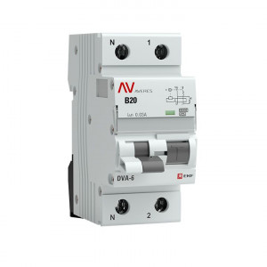 Дифференциальный автомат DVA-6 1P+N 20А (B) 30мА (A) 6кА AVERES rcbo6-1pn-20B-30-a-av