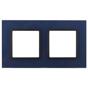 14-5102-29 Рамка на 2 поста, стекло, Elegance, синий+антр (5/50/1200) Б0034501