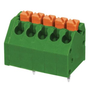 TBL002A-350-05GR-2OR, Фиксированные клеммные колодки Terminal block, screwless, 3.50, 45 , 5 poles, green w orange tab