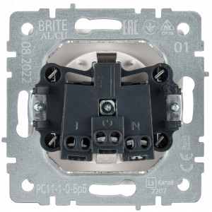 Розетка BRITE РС11-1-0-БрБ 16А с заземл. без защ. шторки бел. IEK BR-R11-16-K01