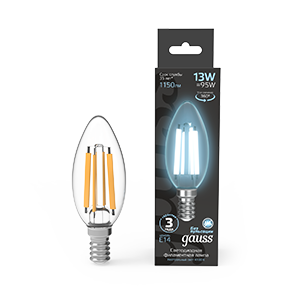 Лампа светодиодная филаментная Black Filament 13Вт свеча 4100К нейтр. бел. E14 1150лм 103801213