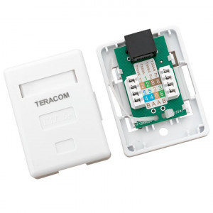 Розетка настенная TERACOM кат.5E неэкранированная 1 порт RJ-45 Dual IDC бел. TRC-WBOX-1RJ45-5EUTP-WH