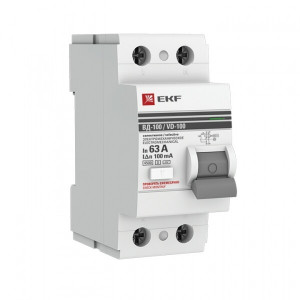 Выключатель дифференциального тока (УЗО) 2п 63А 100мА тип AC ВД-100 (электромех.) PROxima elcb-2-63-100S-em-pro