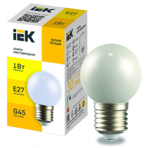 Лампа LED декор. G45 шар 1Вт 230В теплый белый E27 LLE-G45-1-230-WW-E27