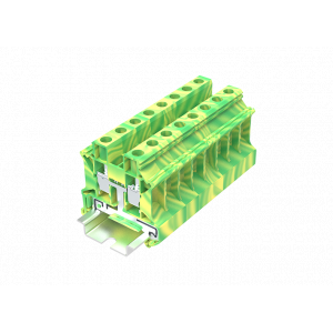 Заземляющая клемма TU10-2-PE, Заземляющая клемма, тип фиксации провода: винтовой, номинальное сечение: 10 мм кв., ширина: 10,2 мм, цвет: желто-зеленый, тип монтажа: DIN 35