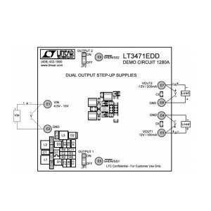 DC1280A, Средства разработки интегральных схем (ИС) управления питанием LT3471EDD- Dual 1.3A, 1.2MHz Boost/Inver