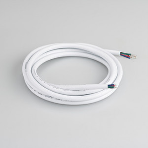 ARL-MOONLIGHT-20AWG-4W-D6-CU-2000 WHITE, Провод питания для RGB гибкого неона MOONLIGHT 1516. 4 проводника, калибр проводника 20AWG, материал проводника - лужёная медь, внешний диаметр 6 мм. Внешняя оболочка - ПВХ белого цвета. Длина кабеля в отрезке - 2000 мм.