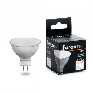 Лампа светодиодная LED 8вт 230в GU5.3 дневной Feron.PRO 38091