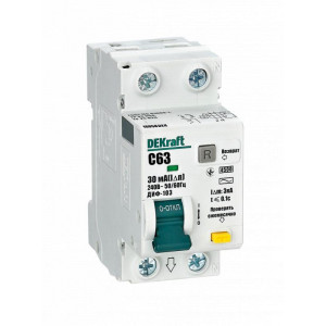 Выключатель автоматический дифференциального тока 2п (1P+N) C 63А 30мА тип AC 4.5кА ДИФ-103 16058DEK