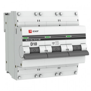 Автоматический выключатель 3P 10А (D) 10kA ВА 47-100 PROxima mcb47100-3-10D-pro