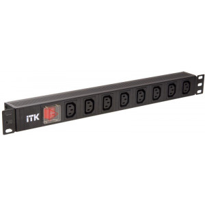 Блок розеток 8 мест PDU 19дюймов IEC320 C13 PH12-8C133 с LED выкл. алюм. профиль1U вход C14 без шнура PH12-8C133