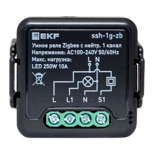 Умное реле в подрозетник 1-канальное с нейтралью Zigbee EKF Connect Select ssh-1g-zb