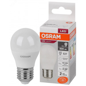 Лампа светодиодная LED Value LVCLP75 10SW/840 10Вт шар матовая E27 230В 10х1 RU OSRAM 4058075579927