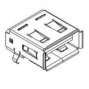 67643-3911, USB-коннекторы USB REC 4P RA SHLD TYPE A 30AU